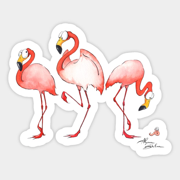 Flamingos Sticker by Alyona Shilina